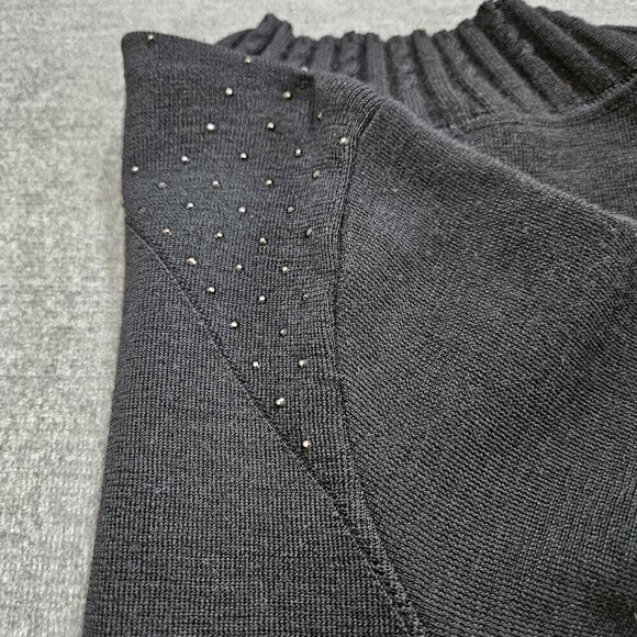Seguito Sweater Women L Black Wool Italy LS Vintage Y2K Fairy Goth Sparkle FLAW - Picture 11 of 12